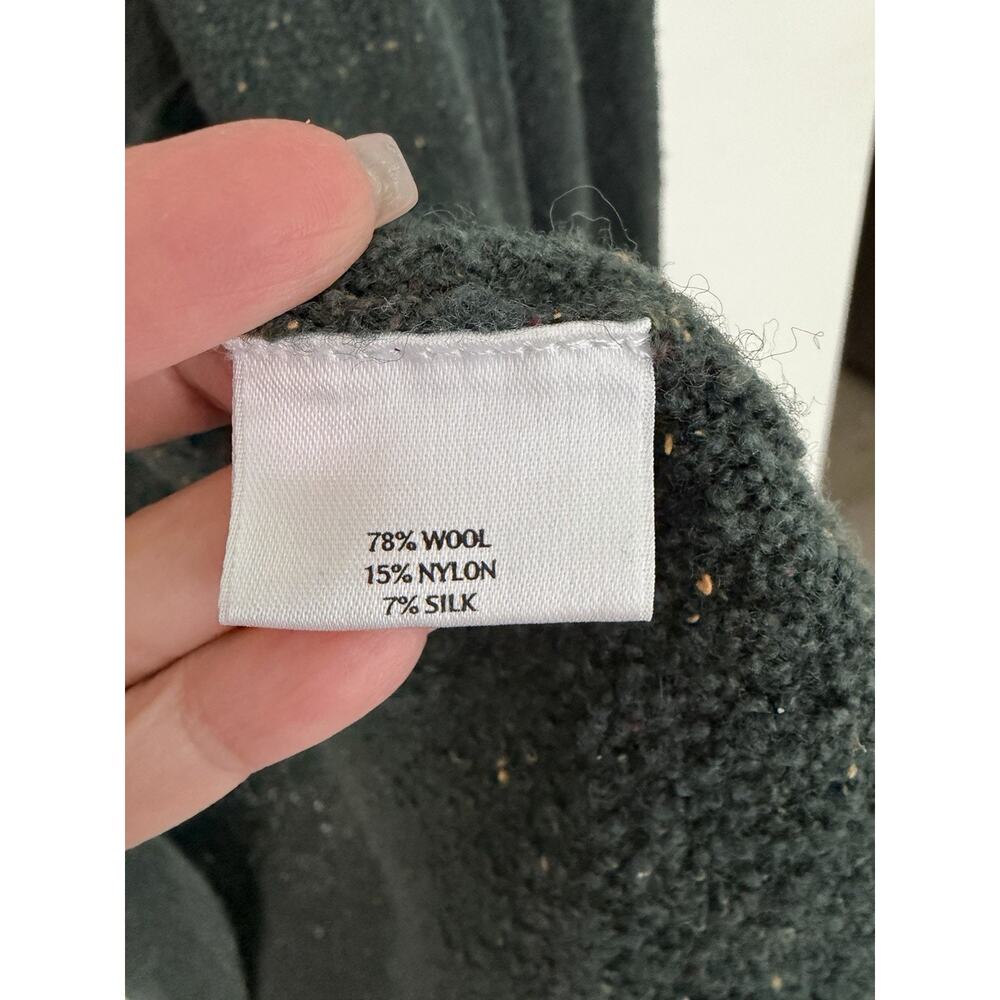 Eileen Fisher Wool Silk Long Cardigan Sz L Open Front Speckled Hooded Minimalist - Picture 7 of 10